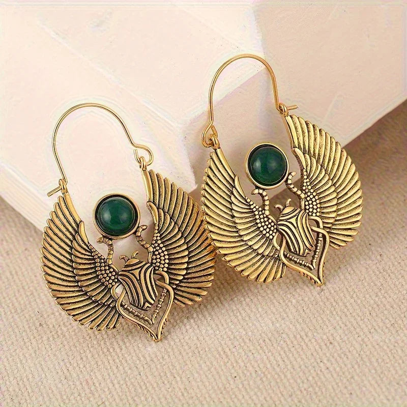 NIA Emerald Scarab™ Hoop Earrings