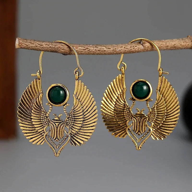 NIA Emerald Scarab™ Hoop Earrings